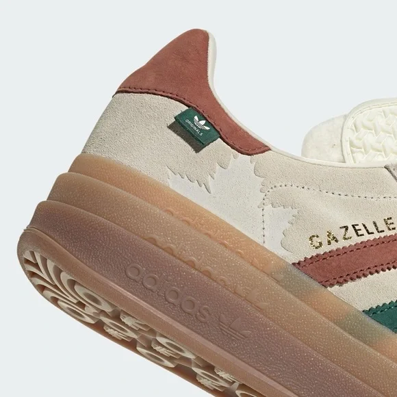 Adidas Women's Gazelle Bold Maple Leaf Platform Sneakers - Cream, Brown, Green - Picture 6 of 15